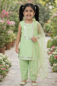 Silver Meadow Mint Green Kids' Salwar Suit Set