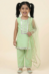 Silver Meadow Mint Green Kids' Salwar Suit Set