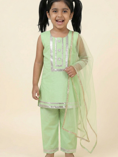 Silver Meadow Mint Green Kids' Salwar Suit Set