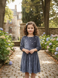 Pearl Embellished Velvet Party Dress