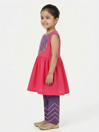 Berry Bloom Pink & Purple Kids' Frock Suit Set