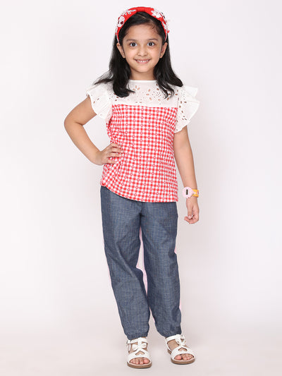 Blair Red Top & Denim Pink Joggers Set