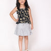 Poppy Black Ruffle Top & Grey Skirt Set