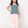 Poppy Green Ruffle Top & Pink Jogger Set