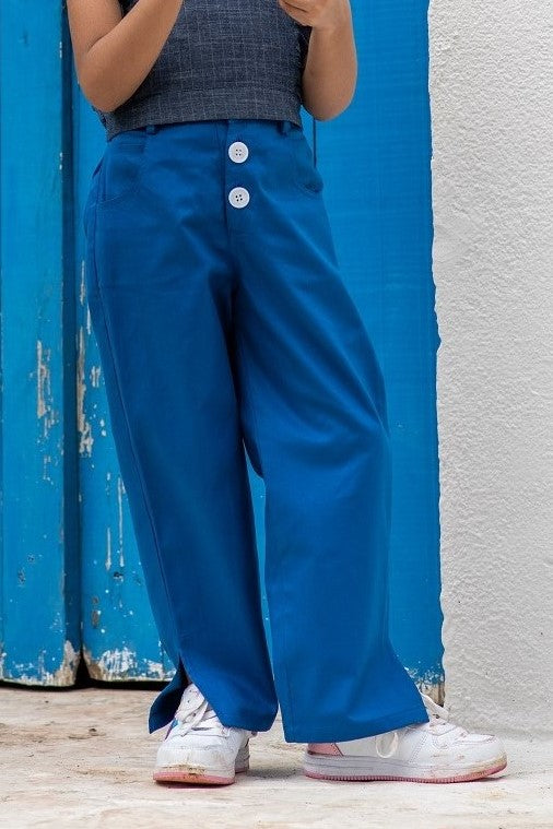 Blue Slit Trousers