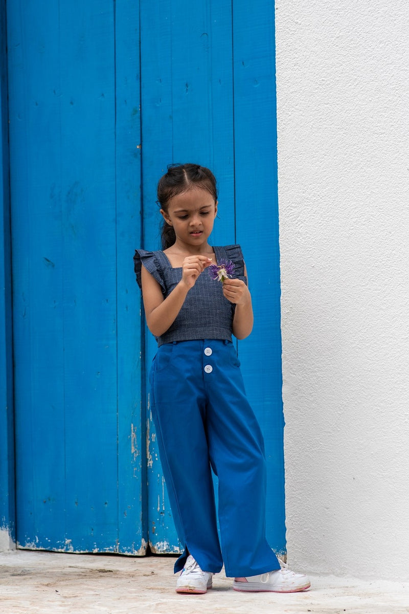 Blue Slit Trousers