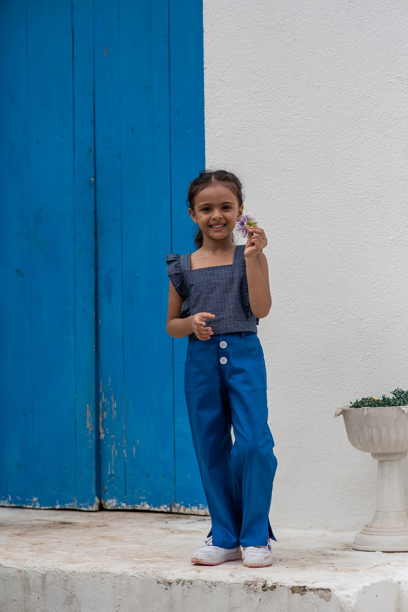 Blue Slit Trousers