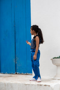 Blue Slit Trousers