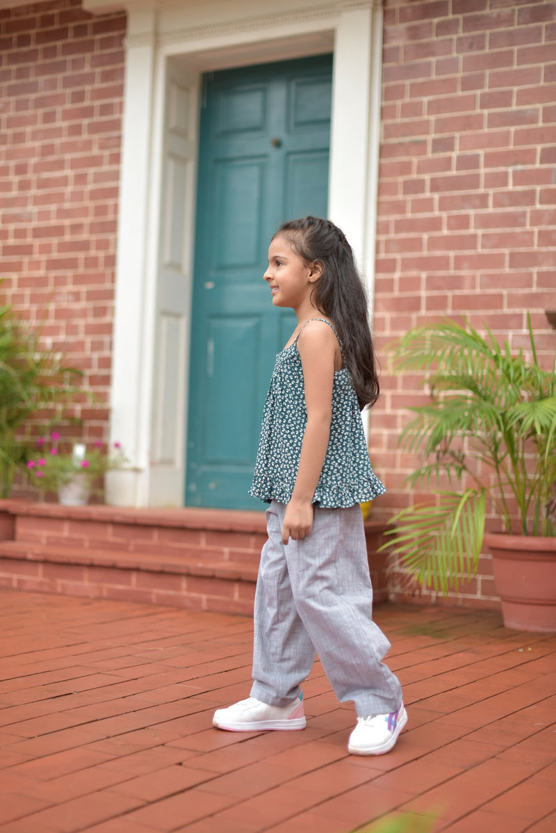 Poppy Green Ruffle Top