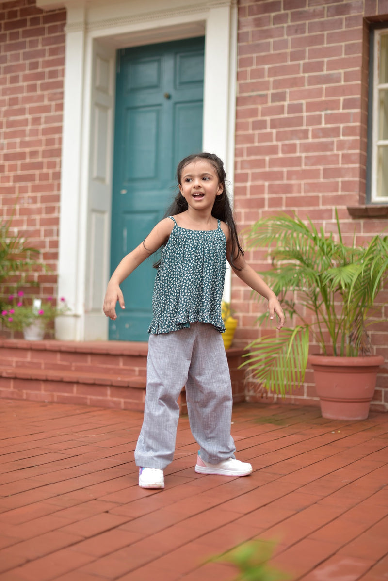 Poppy Green Ruffle Top