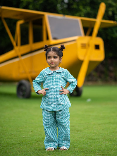 Green Gingham Check Night Suit