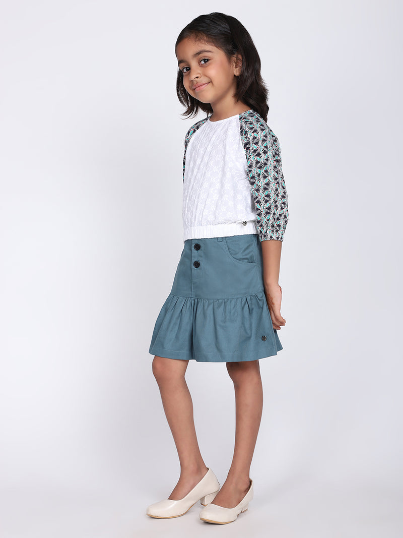 Serena Reglan Jumper & Green Skirt Set