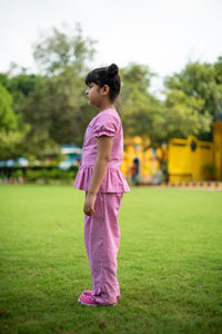 Pink Gingham Check Night Suit