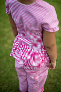 Pink Gingham Check Night Suit