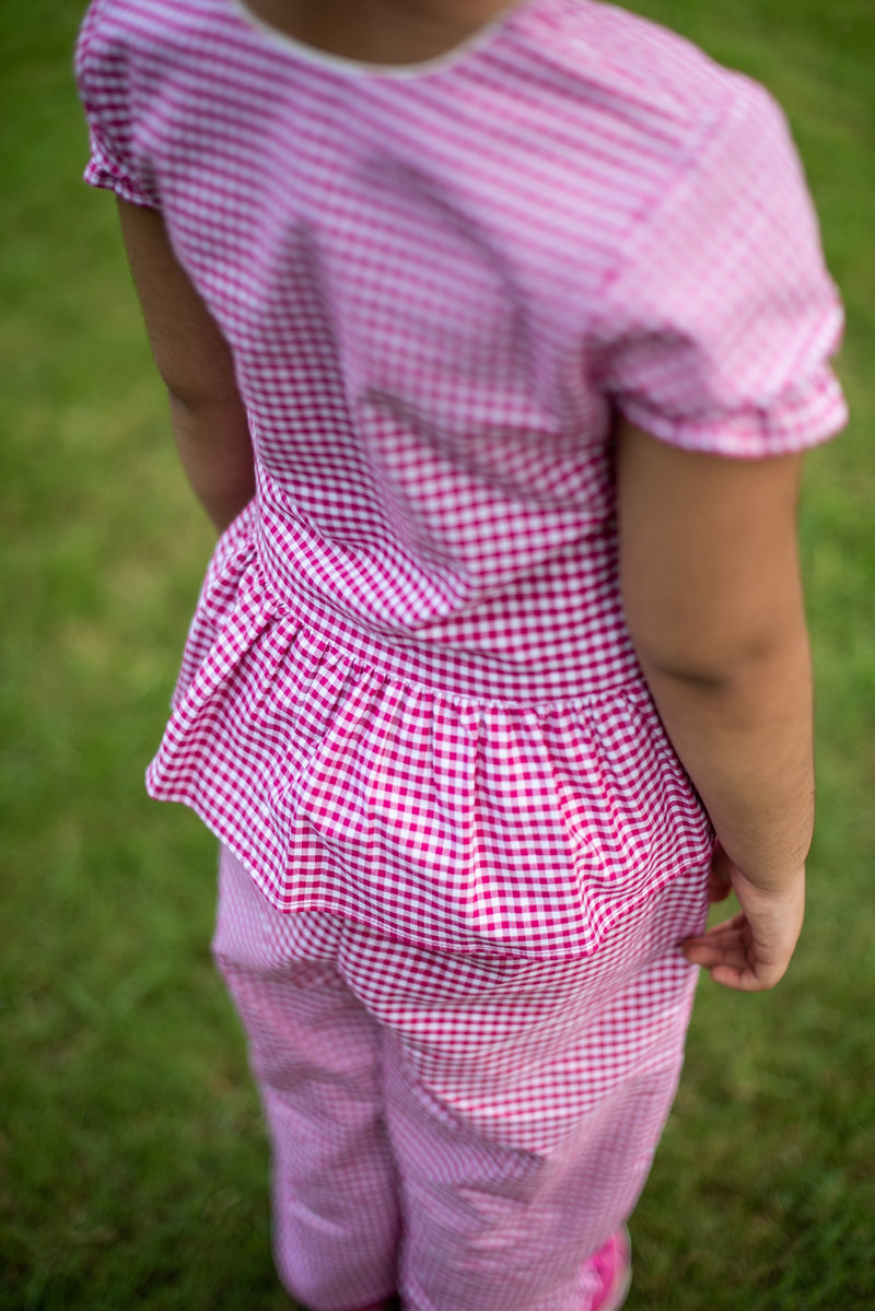 Pink Gingham Check Night Suit