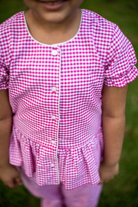 Pink Gingham Check Night Suit