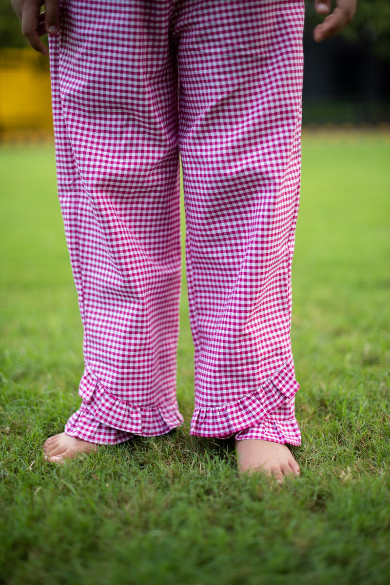 Pink Gingham Check Night Suit