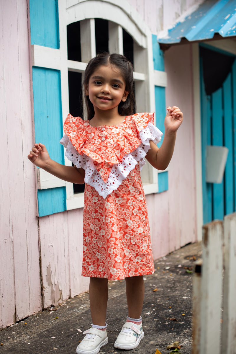 Moira Orange Flower Dress